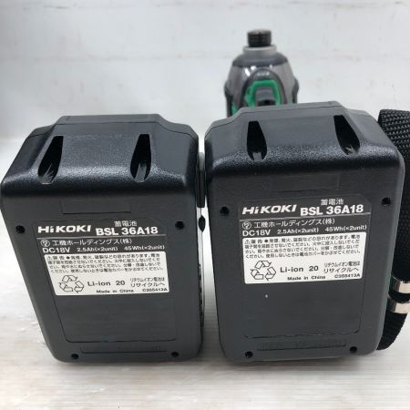  HiKOKI ハイコーキ 締め付け工具 インパクトドライバ 未使用品(S) 充電器・充電池2個・ケース付 WH36DA グリーン