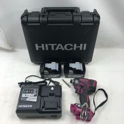◇◇ HITACHI 日立 締め付け工具 インパクトドライバ  充電器・充電池2個・ケース付 WH18DDL2 ショッキングピンク Cランク