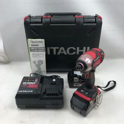 ◇◇ HITACHI 日立 工具 インパクトドライバ 充電器・充電池2個・ケース付 コードレス式 WH18DDL2 レッド Cランク