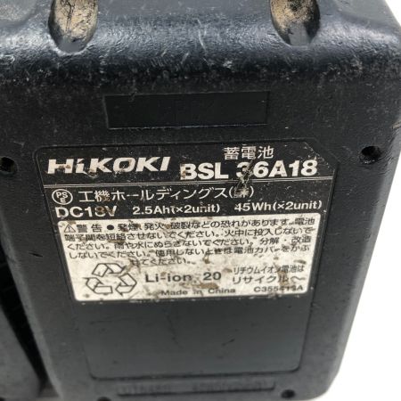  HITACHI 日立 工具 インパクトドライバ 充電器・充電池2個・ケース付 コードレス式 WH36DA ブラック