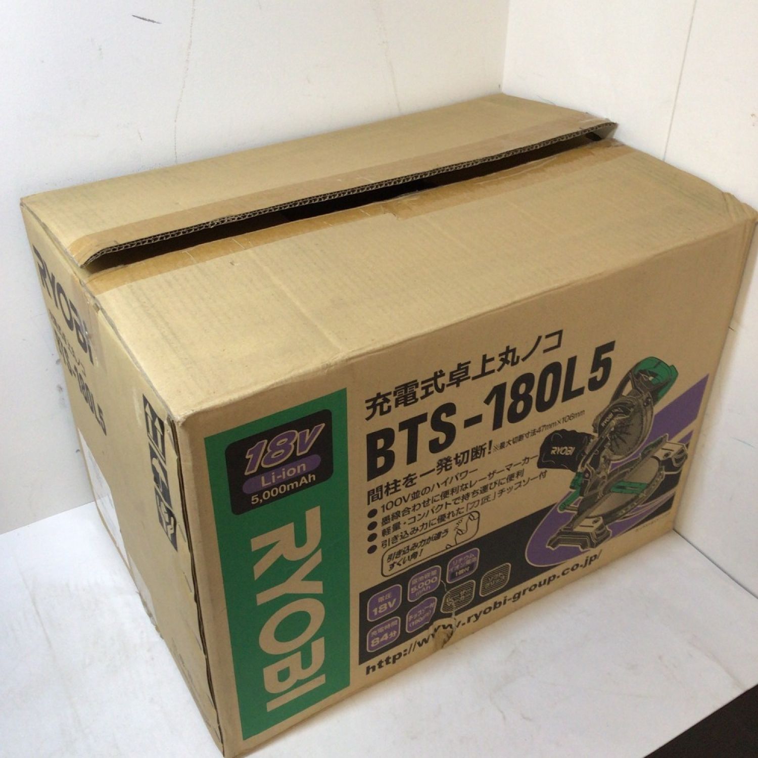 中古】 RYOBI リョービ 190mm 充電式卓上丸ノコ 18V 5,0Ah BTS-180L5 S