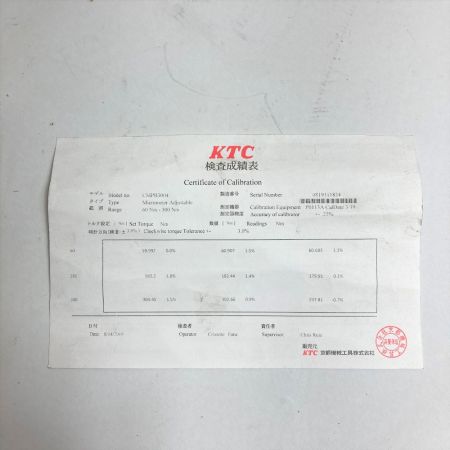  KTC ケーティーシー プレセット型トルクレンチ 12,7sq  (60～300Nm) ケース付 CMPB3004