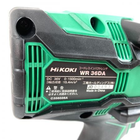  HiKOKI ハイコーキ 36V コードレスインパクトレンチ 差込角19mm （バッテリ1個・ケース付）※充電器なし WR36DA グリーン