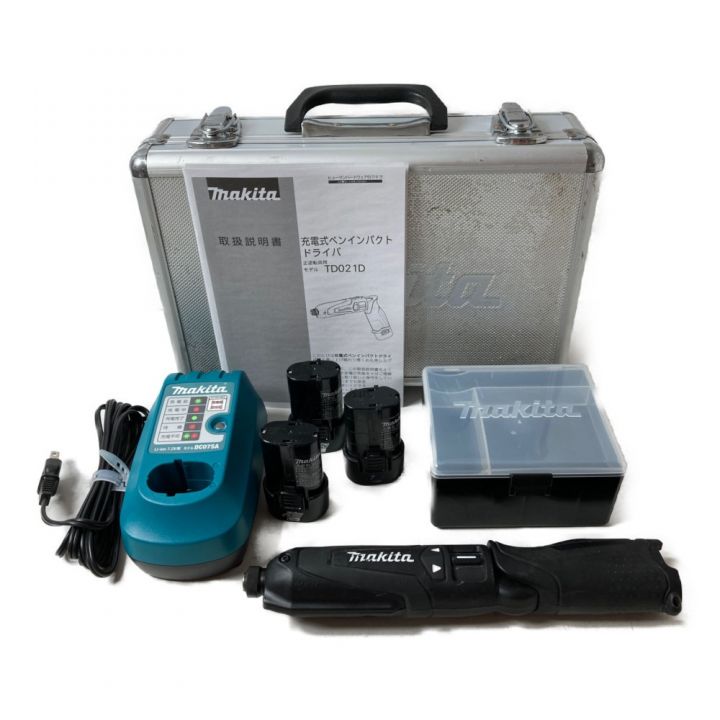 MAKITA マキタ 7.2V 充電式ペンインパクトドライバ （バッテリ3個・充電器・ケース付） TD021D ブラック｜中古 ｜なんでもリサイクルビッグバン