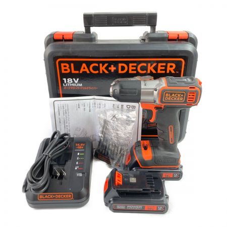  BLACK+DECKER ブラックアンドデッカー 18V ドリルドライバ (バッテリ2個・充電器・ケース付） AUTO01K2 ブラック×オレンジ