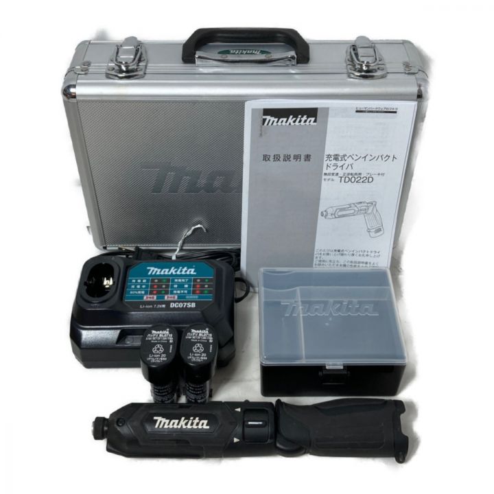 MAKITA マキタ 7.2V 充電式ペンインパクトドライバ （バッテリ2個・充電器・ケース付） TD022DSHXB  ブラック｜中古｜なんでもリサイクルビッグバン