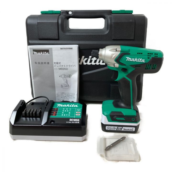 MAKITA マキタ 14.4V 充電式インパクトドライバ (バッテリ1個・充電器・ケース付） M695DS  グリーン｜中古｜なんでもリサイクルビッグバン