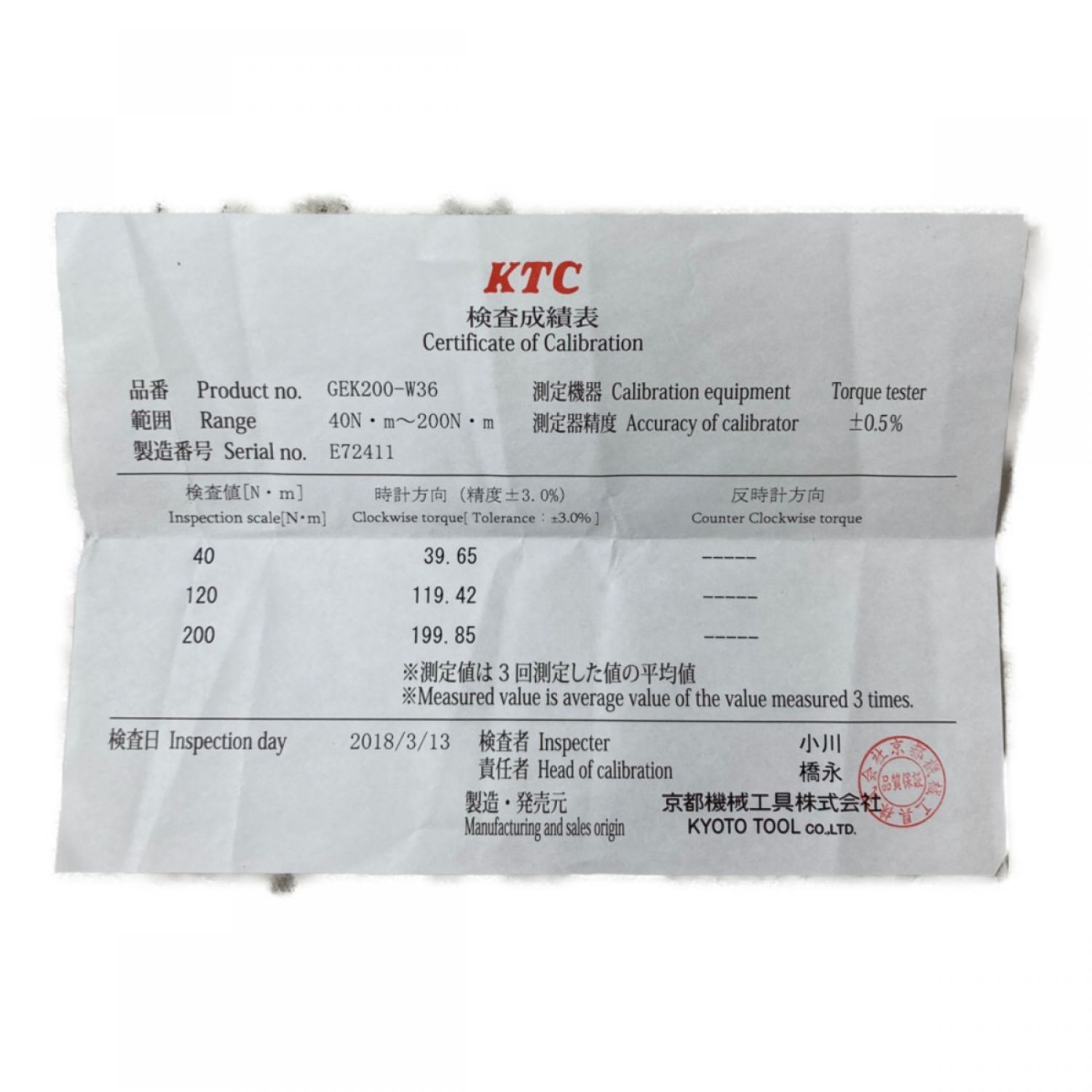 中古】 KTC ケーティーシー トルクレンチ デジラチェ モンキタイプ