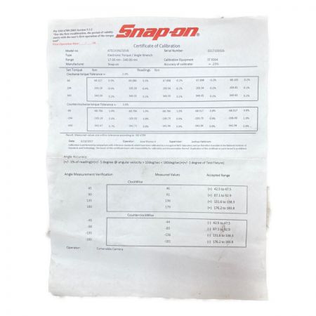  Snap-on スナップオン デジタルトルクレンチ 差込角12.7mm （校正証明書・ケース付） ATECH3N250VB ブラック