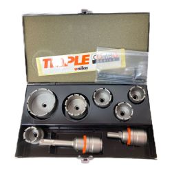 ＊＊ unika 超硬ホールソー トリプルコンボ ツールBOXセット SDS＆ストレートシャンク各1本付 ブラック Aランク