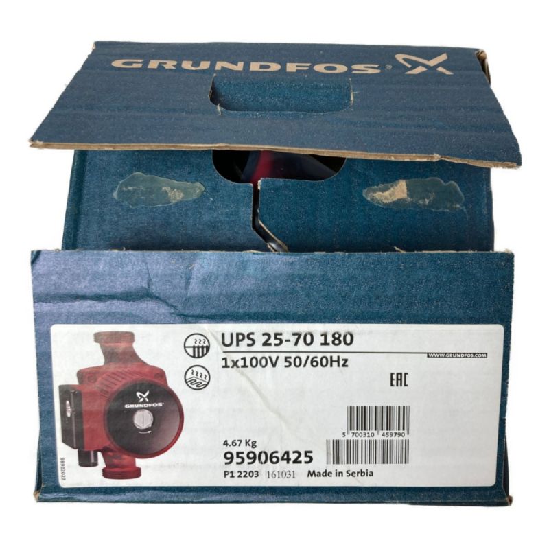 グルンドフォスポンプ UPS25-60-180 音の静かなキャンド型循環ポンプ 