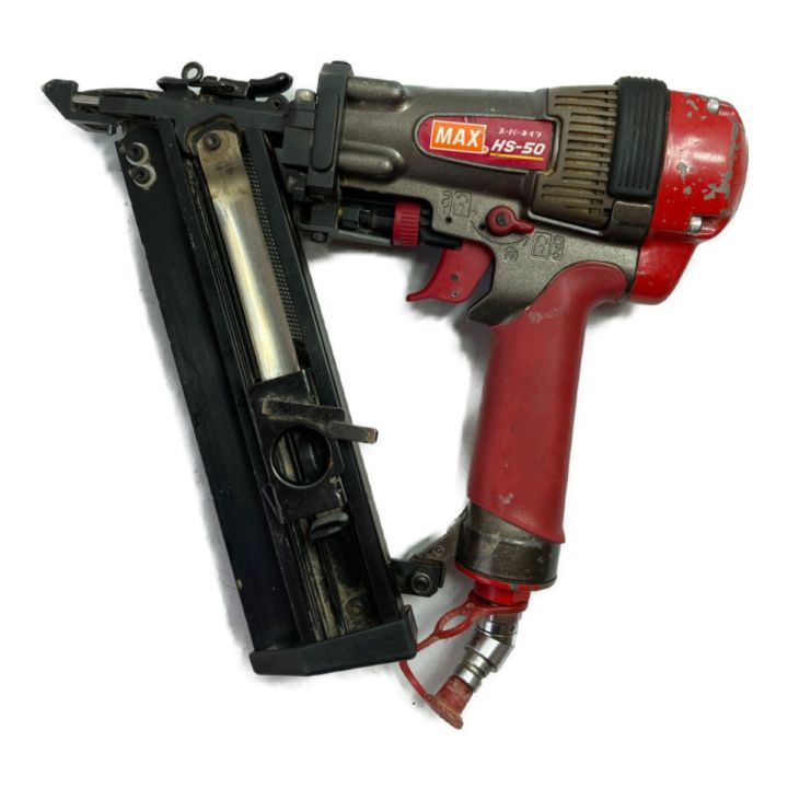 MAX マックス 50mm フロア用高圧ネイラ ケース付 HS-50 レッド｜中古  