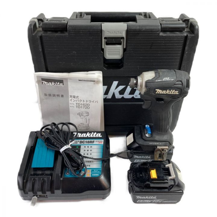 MAKITA マキタ 18V 充電式インパクトドライバ (バッテリ2個・充電器・ケース付） TD172DRGX  ブラック｜中古｜なんでもリサイクルビッグバン