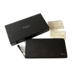 ＊＊ Paul Smith ポールスミス ブライトストライププラー 長財布 ラウンドジップ P647 ブラック Sランク