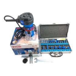 ＊＊ RYOBI リョービ トリマ (ガイド＆20本組ビットセット付) MTR-42 ブルー Aランク
