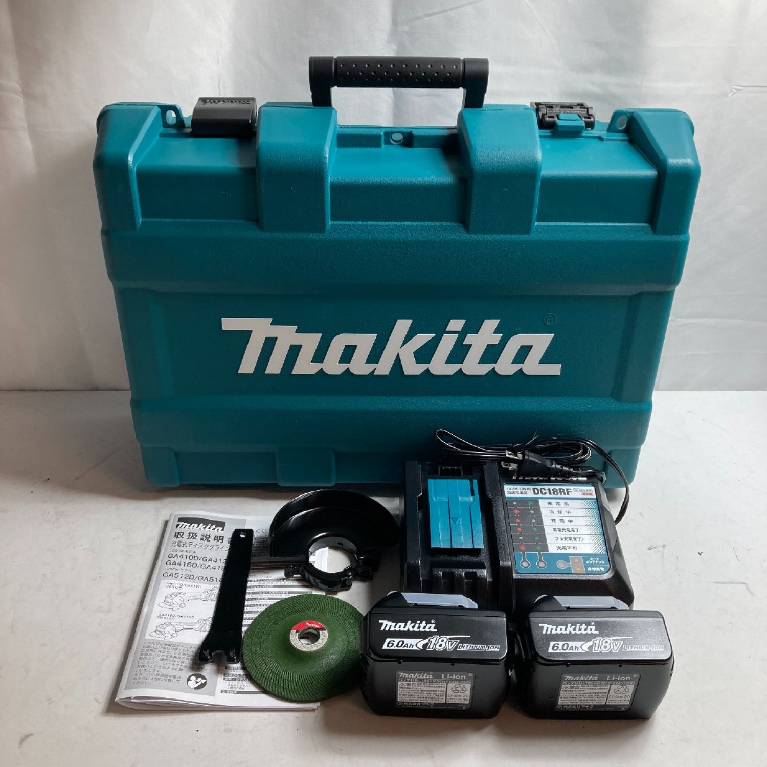 MAKITA マキタ 18V 100mm 充電式ディスクグラインダ バッテリ2個・充電