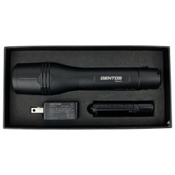ЗЗ GENTOS 単4電池3本 LEDフラッシュライト バッテリー×1 充電ケーブル 外箱付 GF-114RG ブラック Bランク