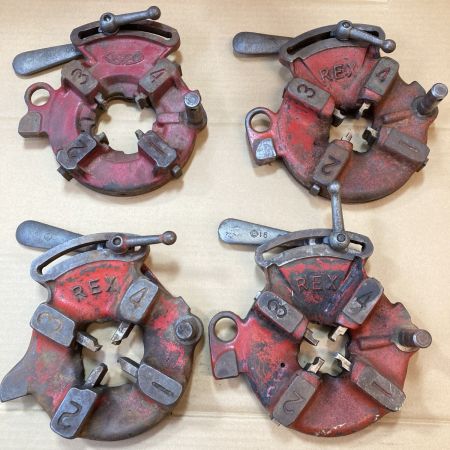  REX レッキス 自動切上ダイヘッド チェーザ付 4台セット レッド