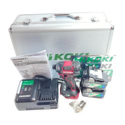 ＊＊ HiKOKI ハイコーキ 36V コードレスインパクトドライバ バッテリ2個・充電器・別売りアルミケース付 WH36DC フレアレッド Aランク