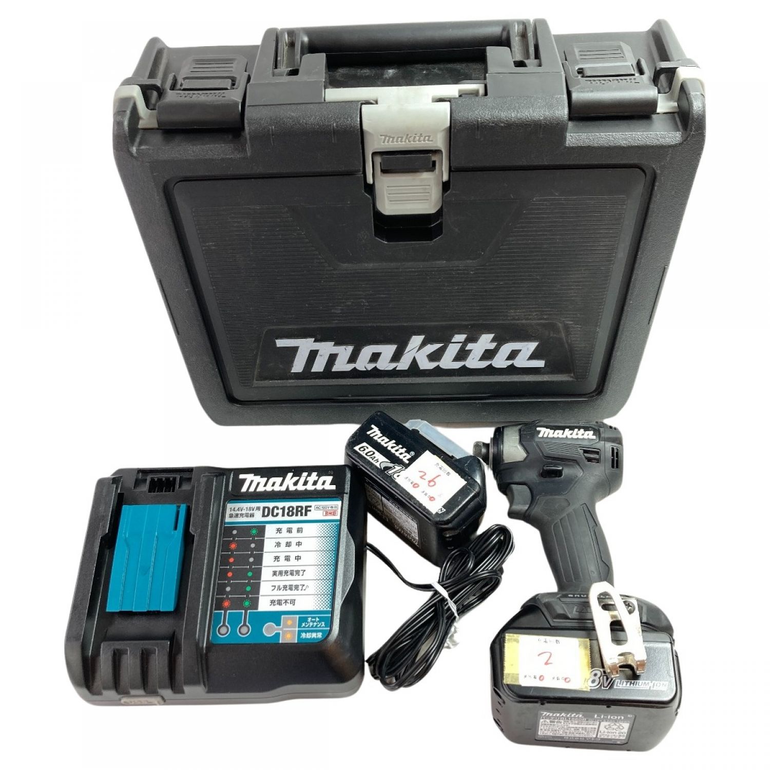 中古】 MAKITA マキタ 18V 充電式インパクトドライバ (バッテリ2個