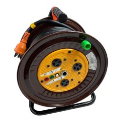 ＊＊ NICHIDO 200V用 屋内用電工ドラム 20m ND-E320-20A ブラウン×イエロー Aランク