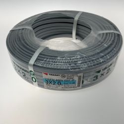 ●● YAZAKI VVFケーブル 3芯 2.0mm×100m グレー×ブルー Sランク