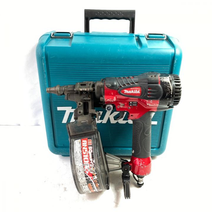 MAKITA マキタ 50mm サイディング用高圧エア釘打ち機 ケース付 ※排気カバー破損 AN510HS レッド｜中古｜なんでもリサイクルビッグバン