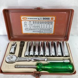 ＊＊ TONE トネ ディープソケット・レンチセット 差込角6.5mm 13点 ケース付  L-2085 グリーン Aランク