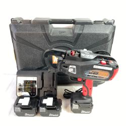 ＊＊ MAX マックス 14.4V 鉄筋結束機 リバータイア (バッテリ3個・充電器・ケース付） RB-519A ブラック×レッド Cランク