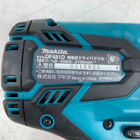  MAKITA マキタ 18V 充電式ドライバドリル (バッテリ1個・ケース付） ※充電器なし DF481D ブルー