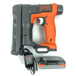 ＊＊ BLACK+DECKER ブラックアンドデッカー 10.8V コードレスタッカ (バッテリ1個・充電アダプタ付) ブラック×オレンジ Bランク