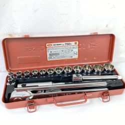 ＊＊ TONE トネ SOCKET WRENCH SET ソケットレンチセット 18点 差込角12.7mm ケース付 750M ブラウン Sランク