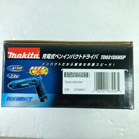  MAKITA マキタ 7.2V 充電式ペンインパクトドライバ (バッテリ1個・充電器・ケース付） TD021DSHSP ブルー