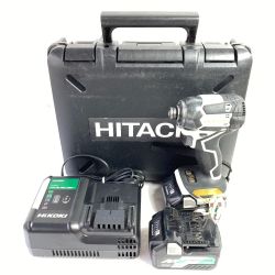 ＊＊ HiKOKI ハイコーキ 36V コードレスインパクトドライバ (バッテリ2個・充電器・ケース付） WH36DC ホワイト×ブラック Cランク