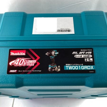 MAKITA マキタ 40Vmax 充電式インパクトレンチ 差込角19mm (バッテリ2個・充電器・ケース付)  (3) TW001GRDX ブルー