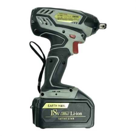 EARTH MAN アースマン 18V/3.0Ah 充電式インパクトレンチ 12.7sq ※バッテリ1個・充電器・ケース付 IW-180LiB グレー
