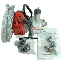 ＊＊ ASABA 麻場 灌水エンジンポンプ 最大揚程35ｍ 口径25ｍｍ ホース＆ストレーナ付属 箱付 AKP-250D レッド Sランク