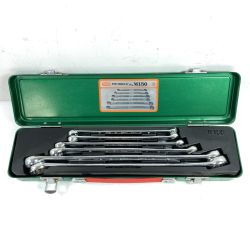 ＊＊ TONE トネ 15° ロングメガネレンチセット 6本組 ケース付 M156 シルバー Aランク