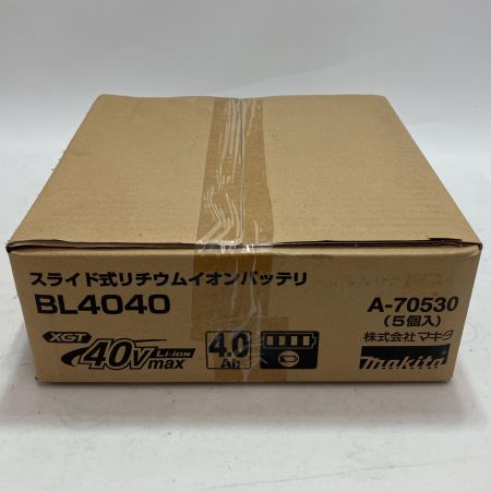 MAKITA マキタ スライド式 リチウム イオン バッテリ 40V MAX 4.0Ah A-70530 ブラック 5個入 BL4040