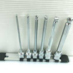 ＊＊ TONE トネ ロングボールポイントヘキサゴンソケットセット（ホルダー付） 9.5sq HBH306L シルバー Sランク