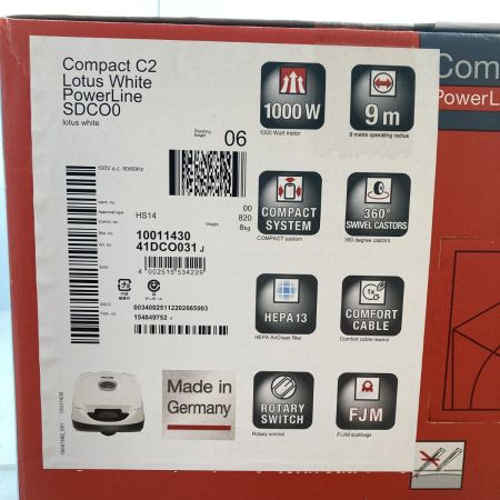  Miele ミーレ キャニスター 掃除機 (紙パック式) PowerLine SDCO0 Compact C2 ホワイト