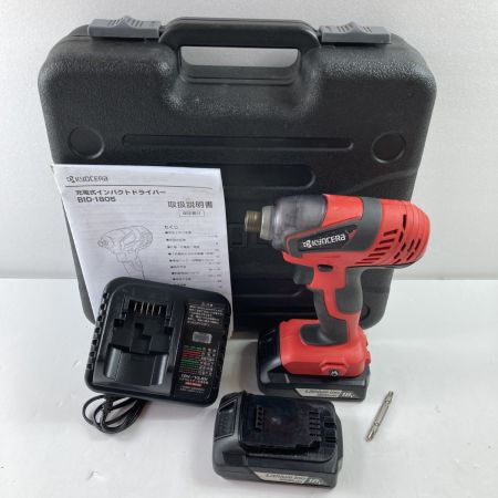 KYOCERA キョウセラ 18V 充電式インパクトドライバ (バッテリ2個・充電器・ケース付) BID-1805 レッド