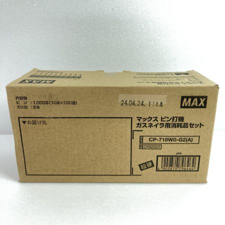  MAX マックス ピン打機 ガスネイラ用超硬ピン ガス缶2本&ピン1000本セット 製造年月日：2024/04/24 CP92091 シルバー