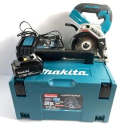 ＊＊ MAKITA マキタ 18V 125mm 充電式マルノコ 鮫肌 (バッテリ個・充電器・ケース付） HS474D ブルー Cランク