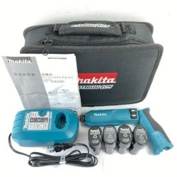 ＊＊ MAKITA マキタ 7.2V 充電式ペンインパクトドライバ ※バッテリ4個・充電器・ソフトケース付） TD020D ブルー Bランク