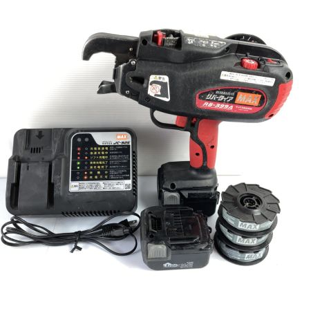  MAX マックス 14.4V 充電式鉄筋結束機 バッテリ2個・充電器・ケース付 RB-399A. レッド