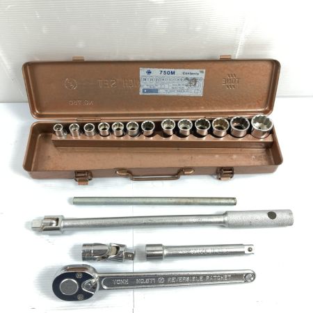  TONE トネ 12.7sq ソケットレンチセット 17点 ケース付 NO.750 シルバー