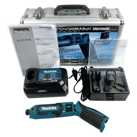  MAKITA マキタ 7.2V 充電式ペンインパクトドライバ バッテリ2個・充電器・ケース付 TD022DSHX ブルー