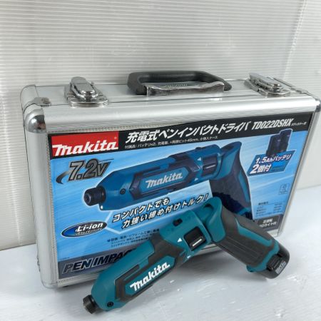  MAKITA マキタ 7.2V 充電式ペンインパクトドライバ バッテリ2個・充電器・ケース付 TD022DSHX ブルー