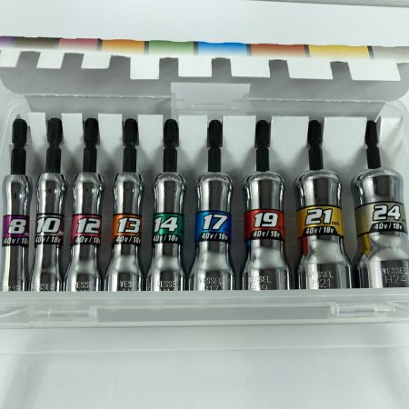  VESSEL ベッセル 剛鍛セミロングソケット9本組 ケース入り 8mm~24mm SL209PS シルバー